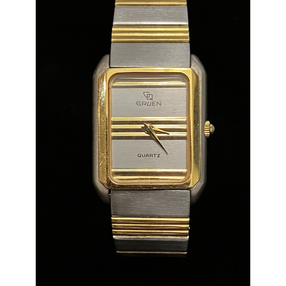 Silver & Gold Tone Vintage Gruen Quartz Women’s Watch For Parts Not Working